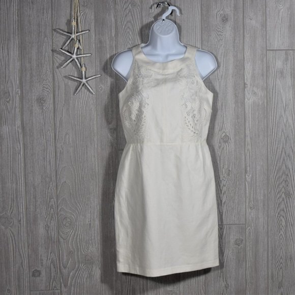 Loft Halter Laser Cut Dress Size 0 Floral Wedding Party Cocktail - Picture 4 of 9